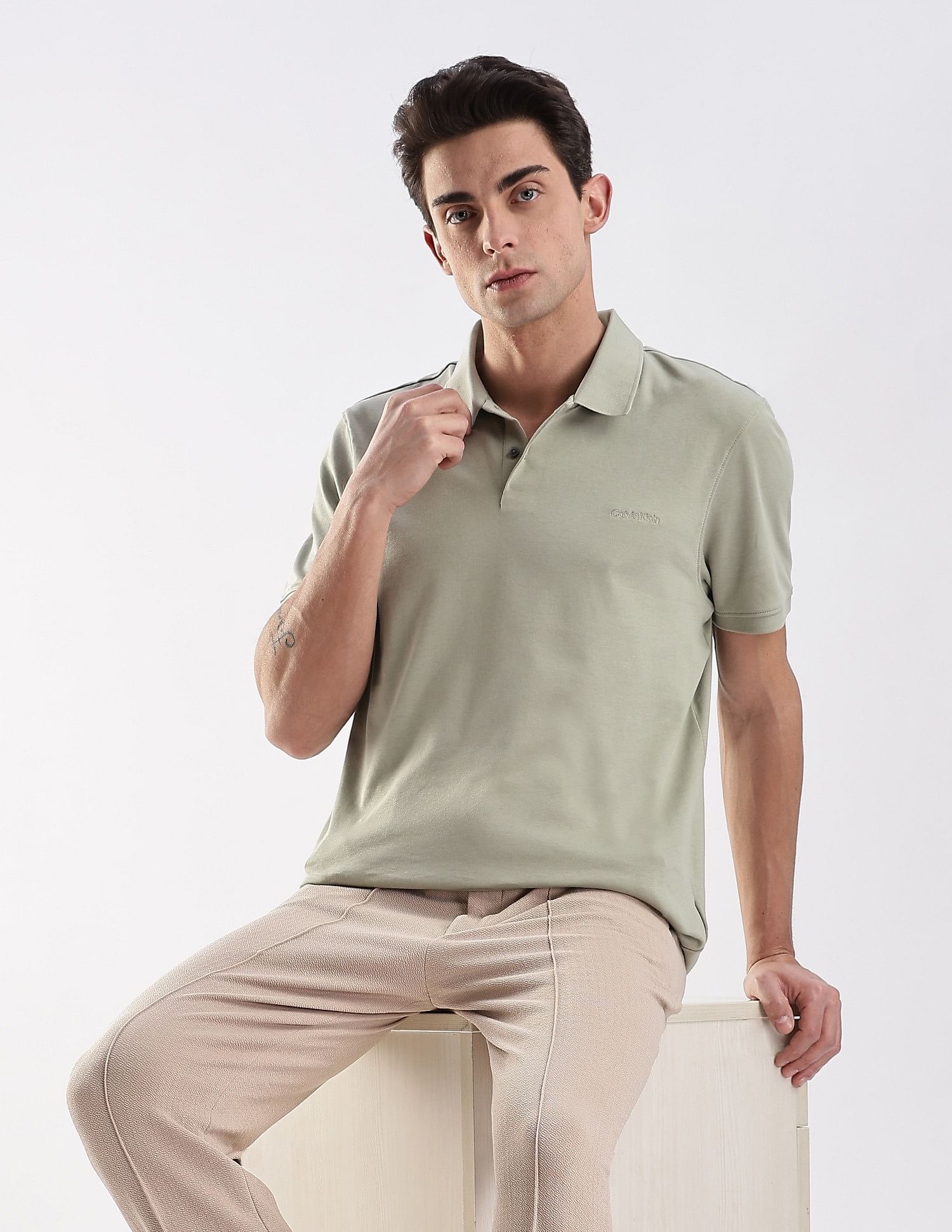 Calvin Klein Jeans Regular-Fit Solid Cotton Polo Shirt