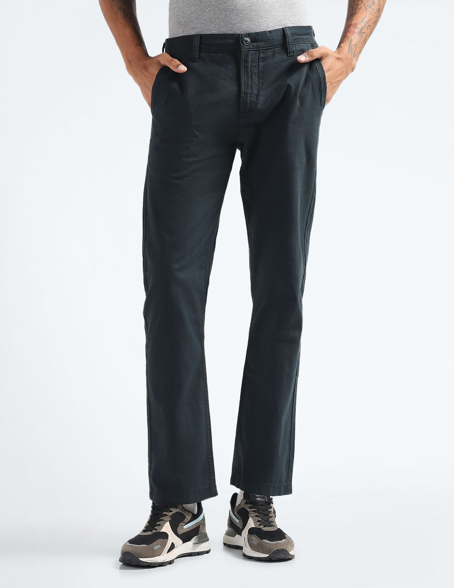 Flying Machine Relaxed Straight Solid Trousers