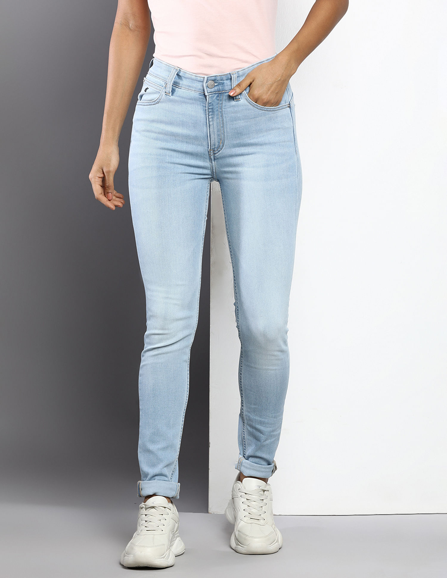 Calvin Klein Jeans High Rise Skinny Fit Stone Wash Jeans