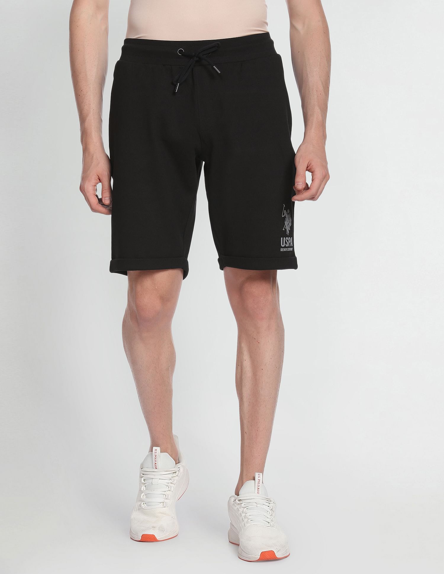 U.S. Polo Assn. Denim Co. Mid Rise Knitted Solid Shorts