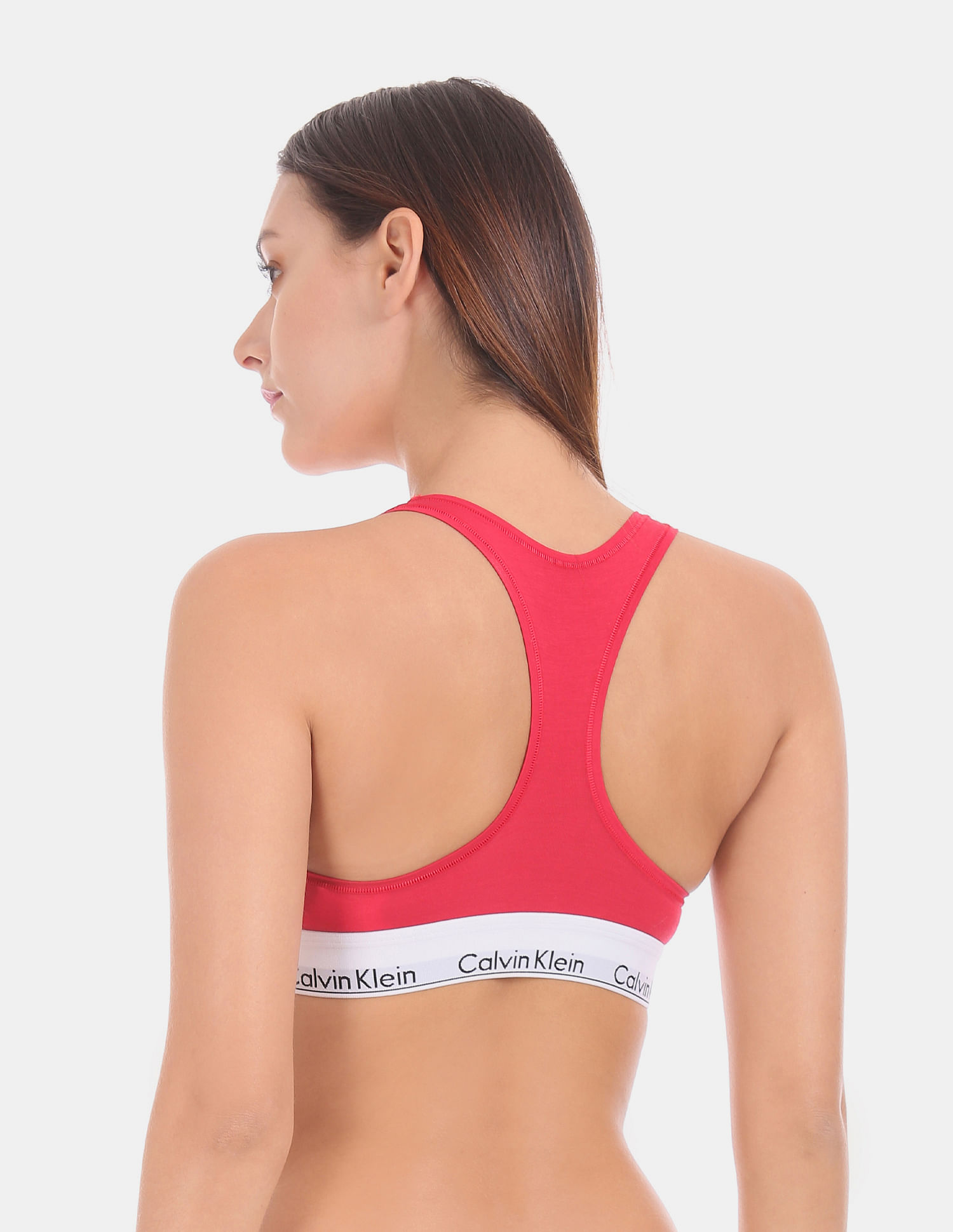 Buy Calvin Klein Underwear Women Red Racerback Contrast Hem Bralette -  