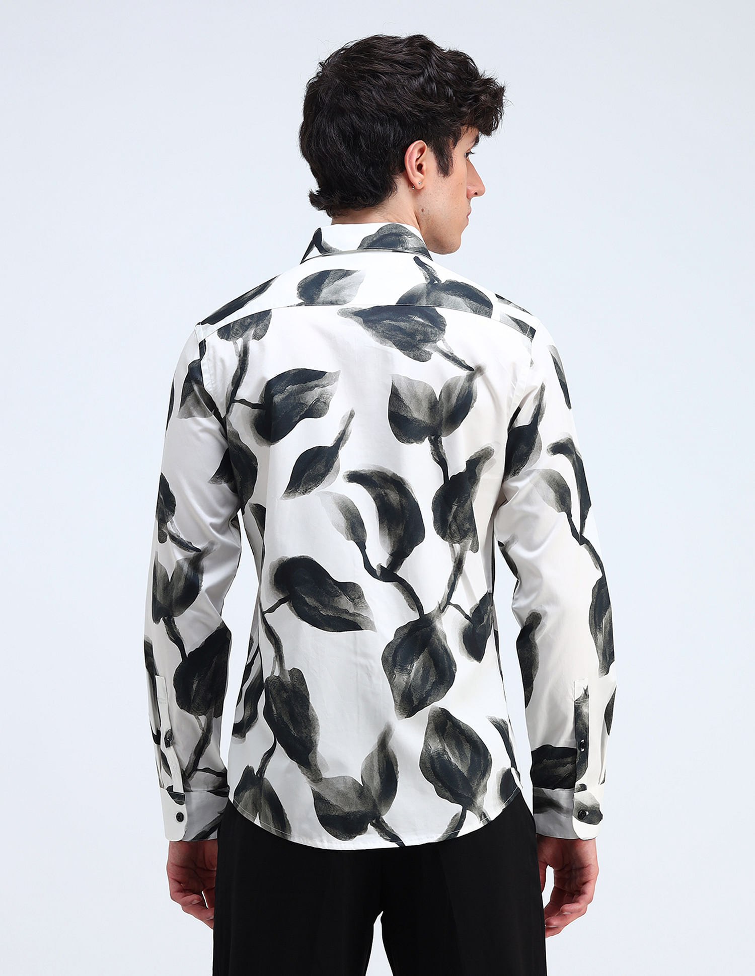 Flying Machine Printed Satin Slim Fit Shirt