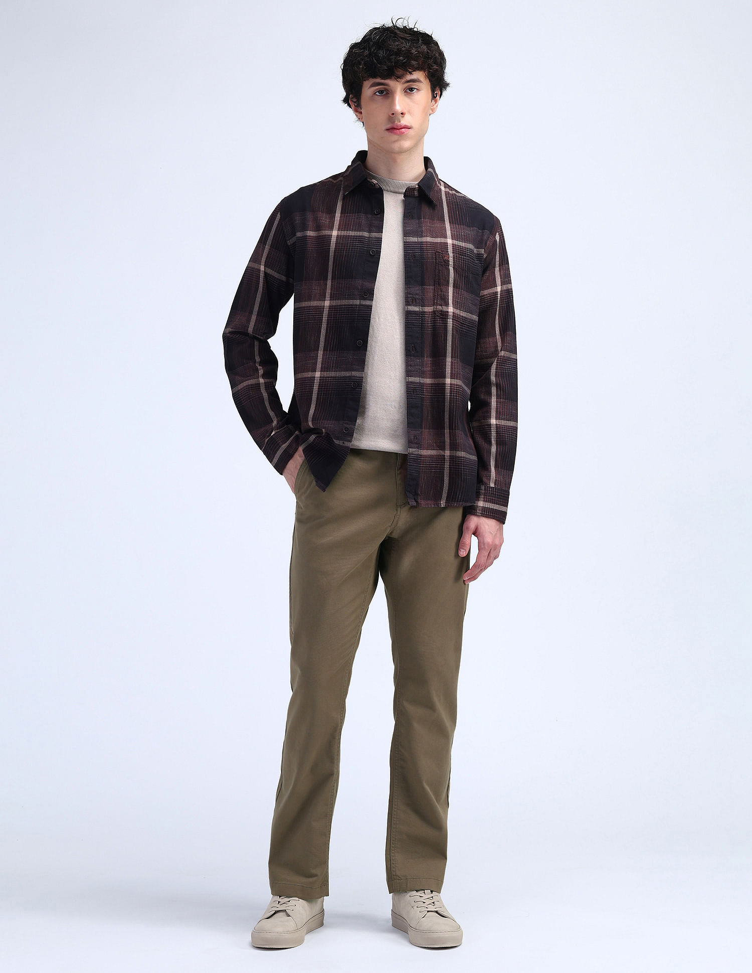 Flying Machine F-Jango Straight Fit Mid Rise Trousers