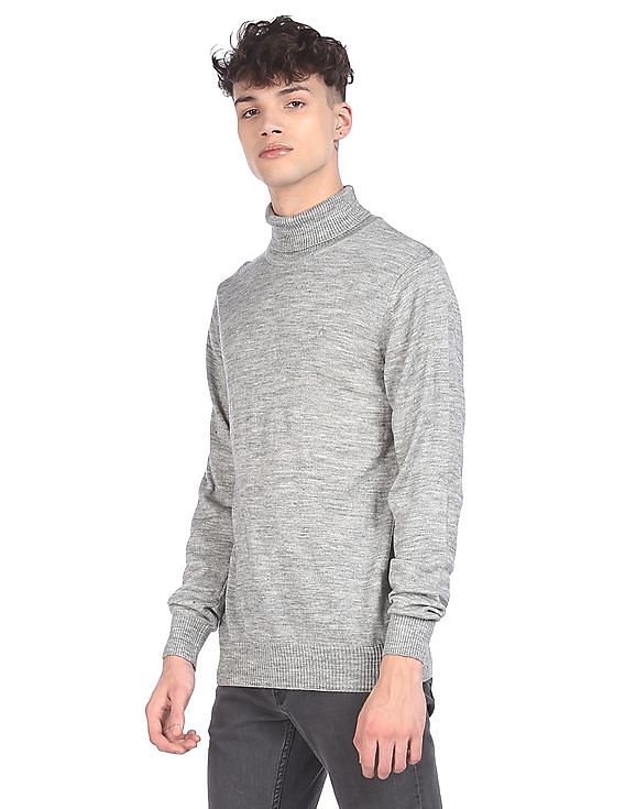 Buy Arrow Sports Men Grey Long Sleeve High Neck Sweater NNNOW