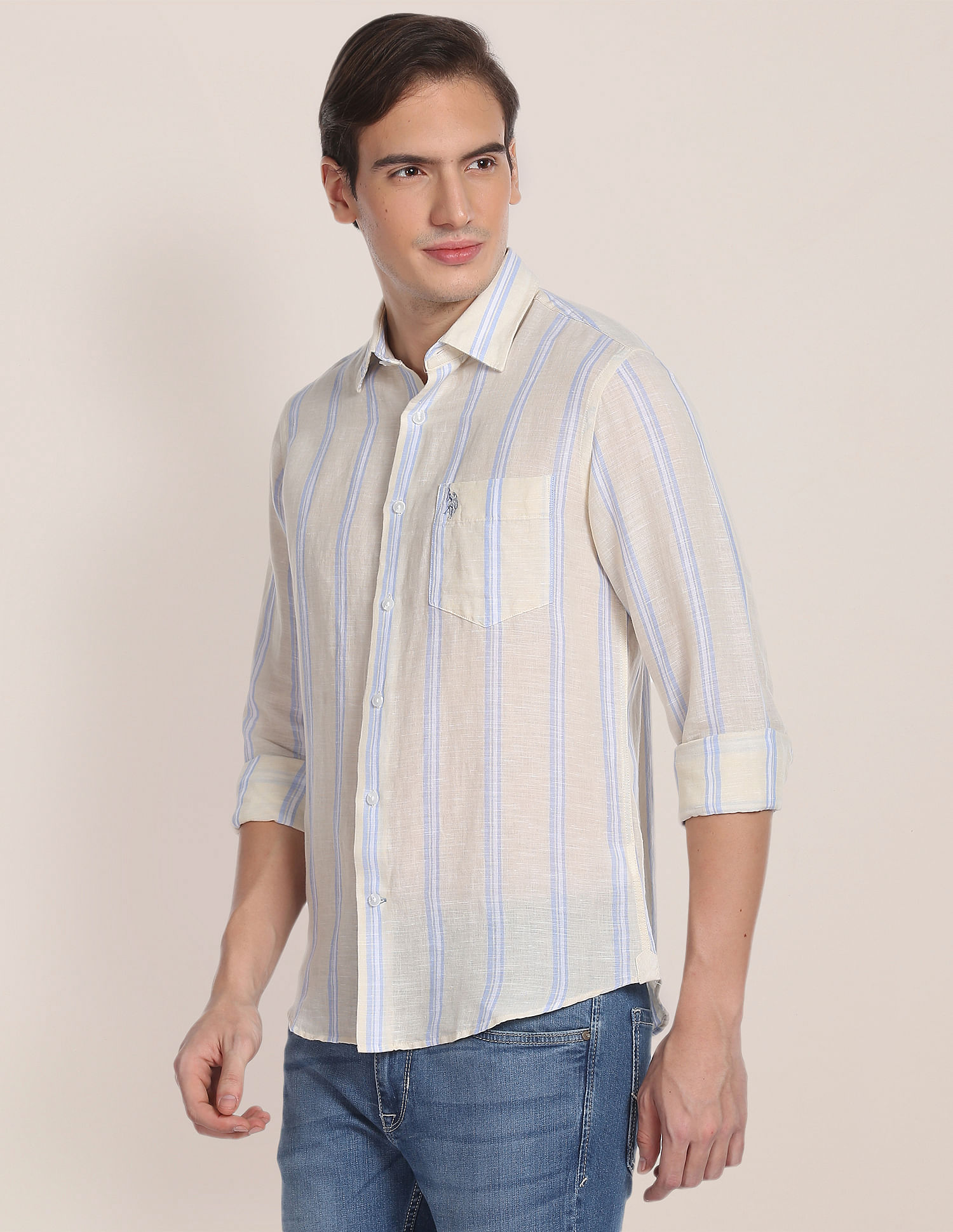 U.S. Polo Assn. Iconic Linen Cotton Stripe Shirt