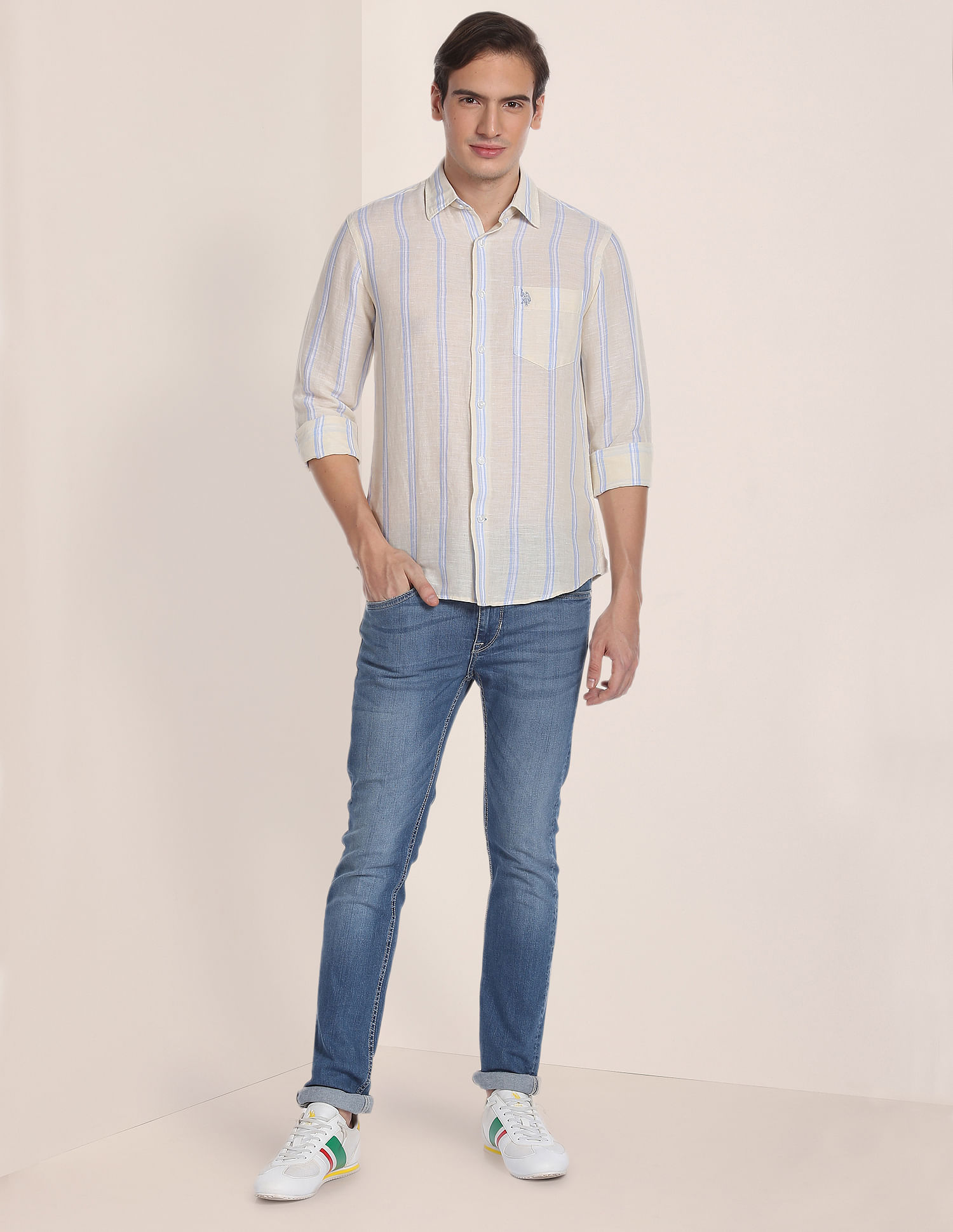 U.S. Polo Assn. Iconic Linen Cotton Stripe Shirt
