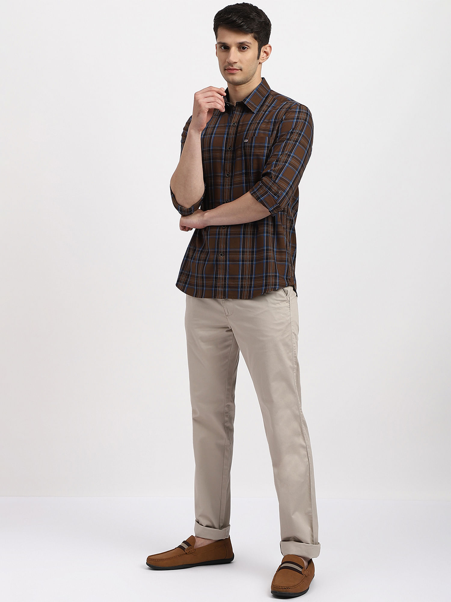 Arrow Sports Plaid Twill Casual Shirt