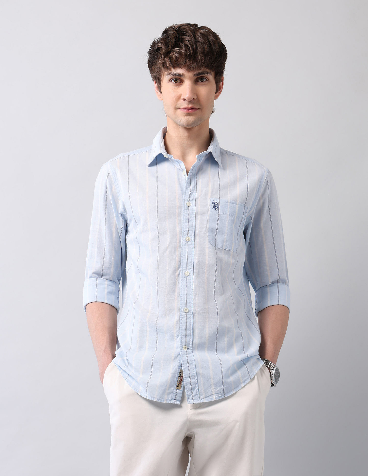U.S. Polo Assn. Denim Co. Vertical Striped Pure Cotton Shirt