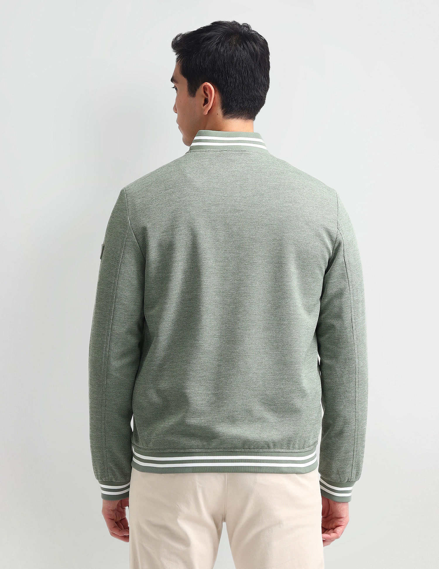 Arrow Sport Stand Neck Knitted Bomber Jacket