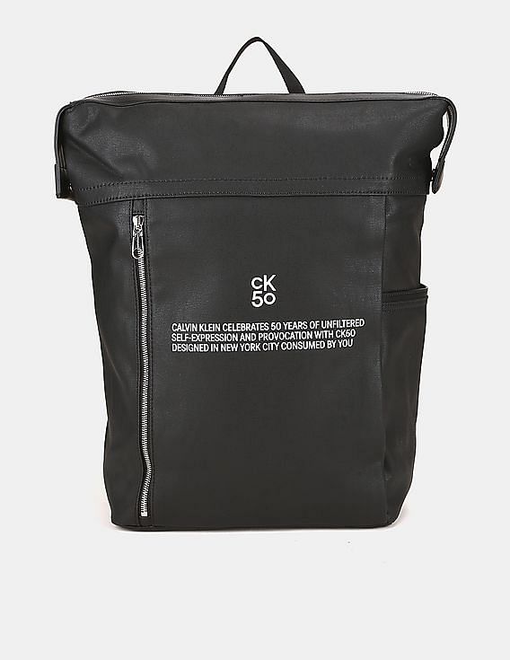 Buy Calvin Klein Men Black Upper Print Square Backpack 