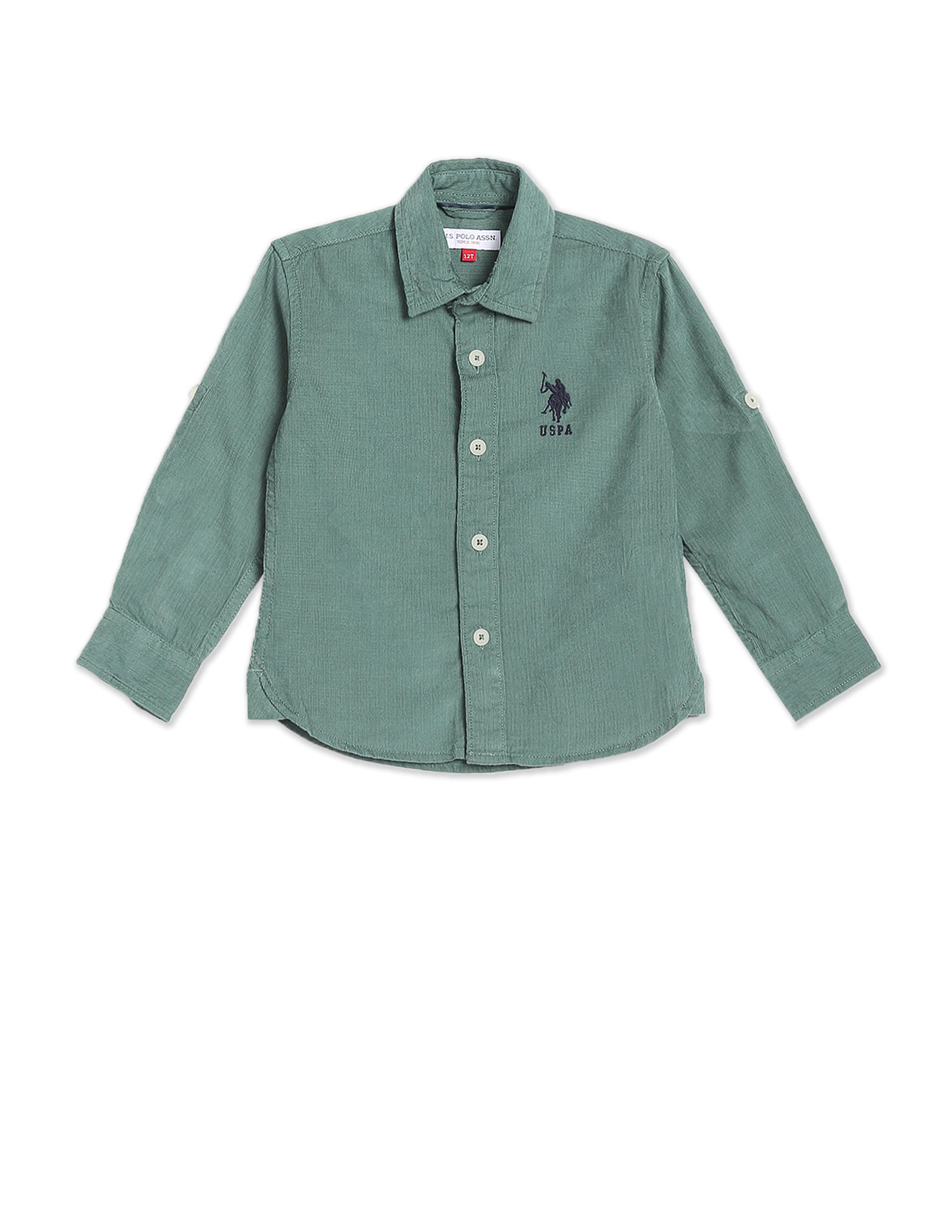 U.S. Polo Assn. Kids Boys Spread Collar Solid Corduroy Shirt