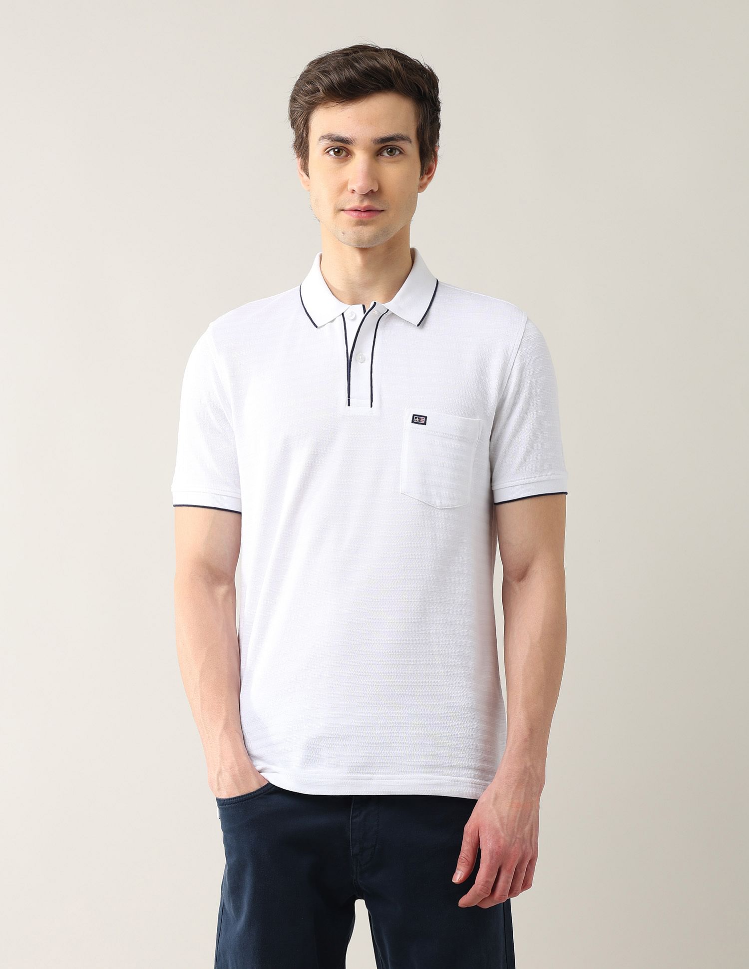 Arrow Sport Textured Pure Cotton Polo Shirt