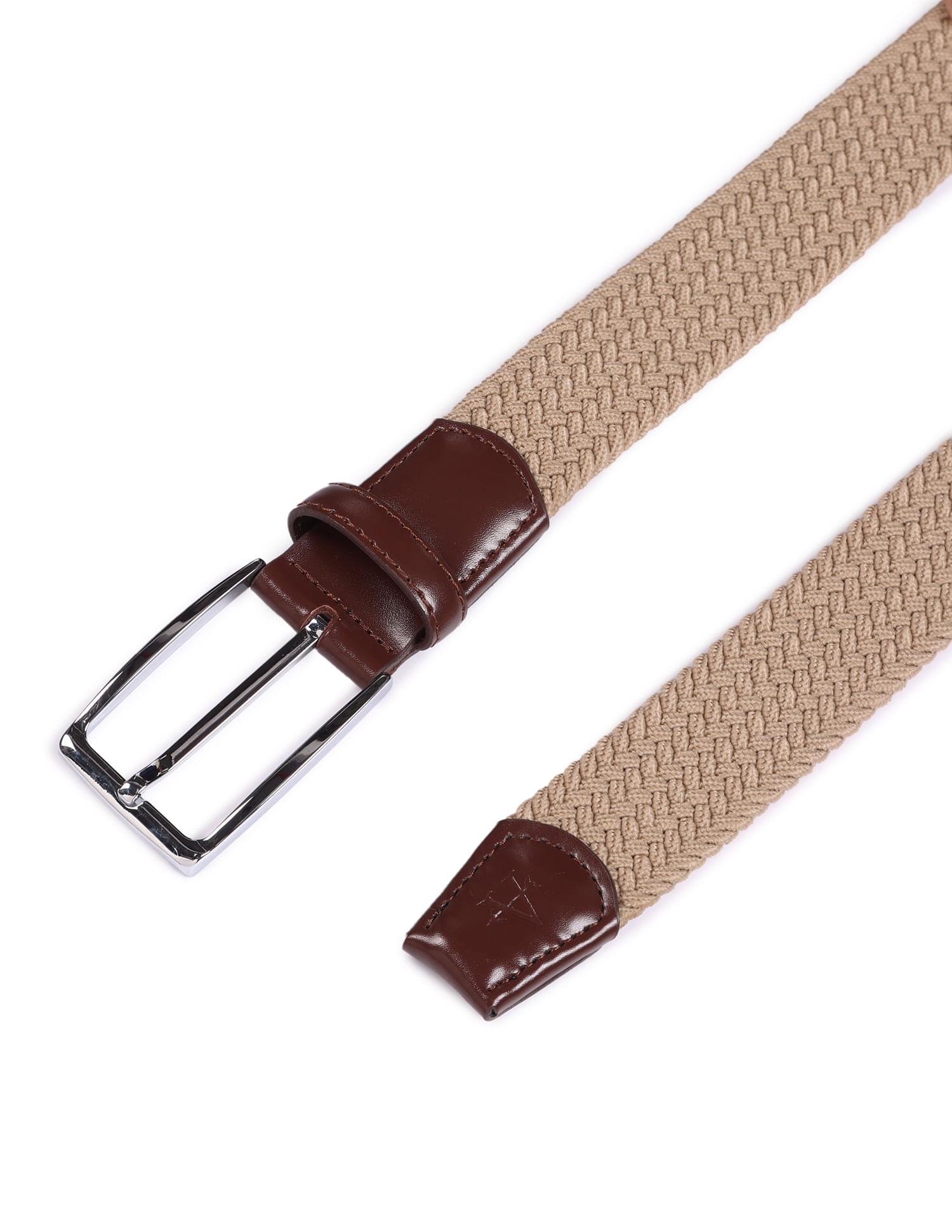 Buy Arrow Men Metallic Buckle Braided Belt 