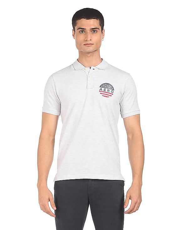 Aeropostale Men White Pique Solid Polo Shirt