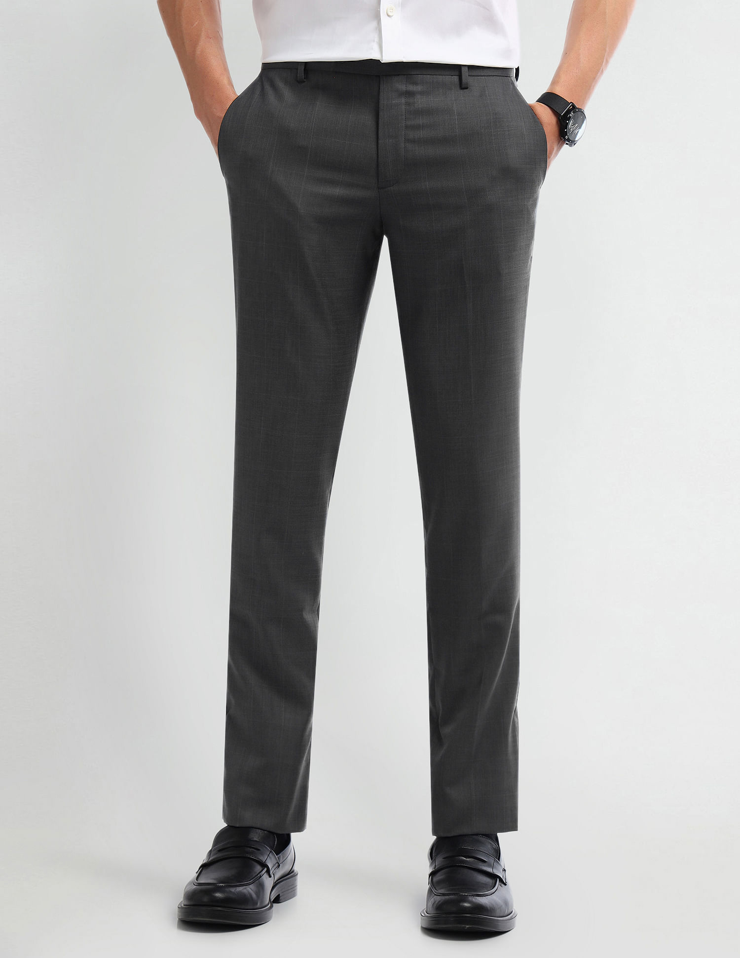Arrow Mid Rise Carson Tapered Fit Trousers