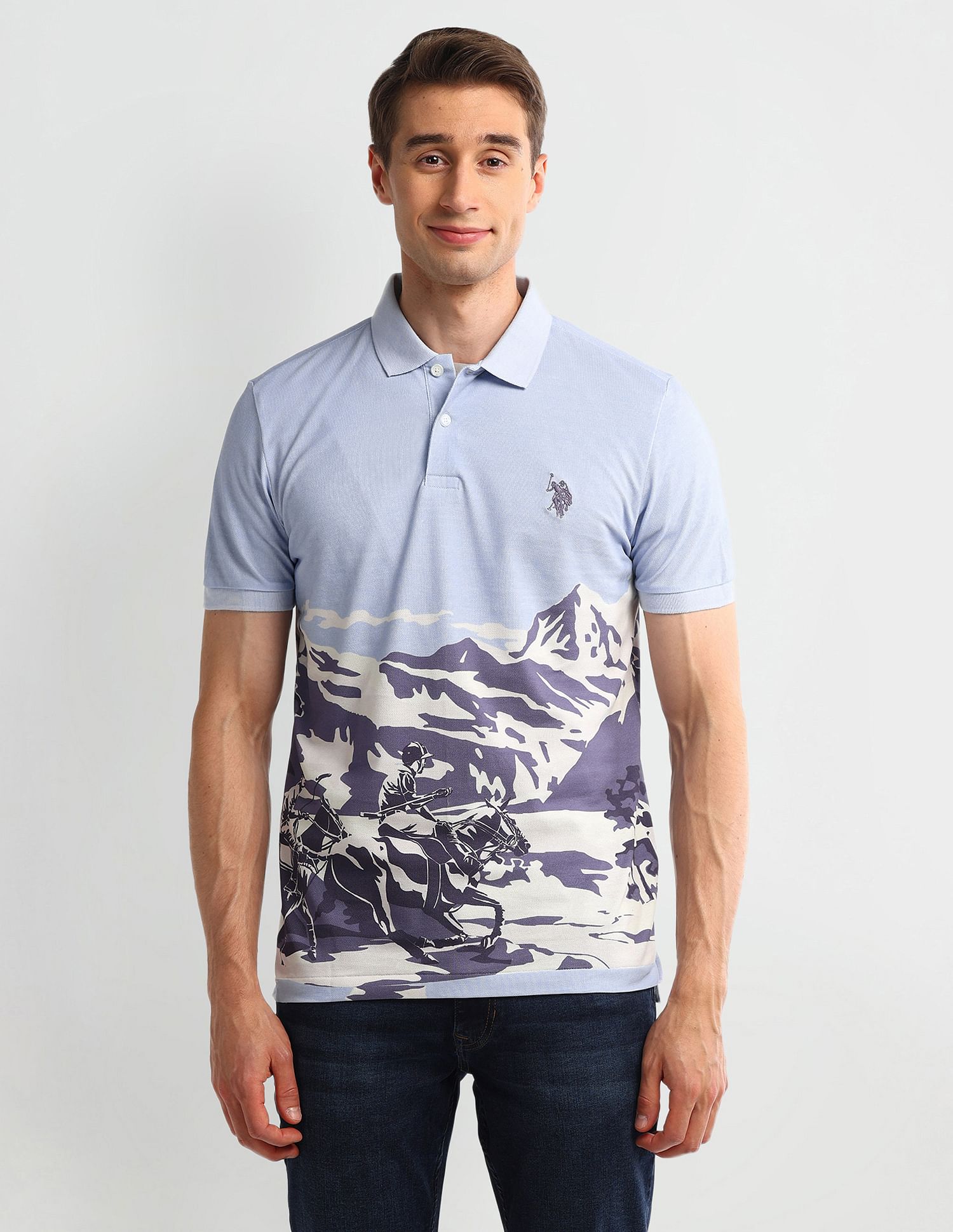 U.S. Polo Assn. Denim Co. Muscle Fit Graphic Cotton Polo Shirt