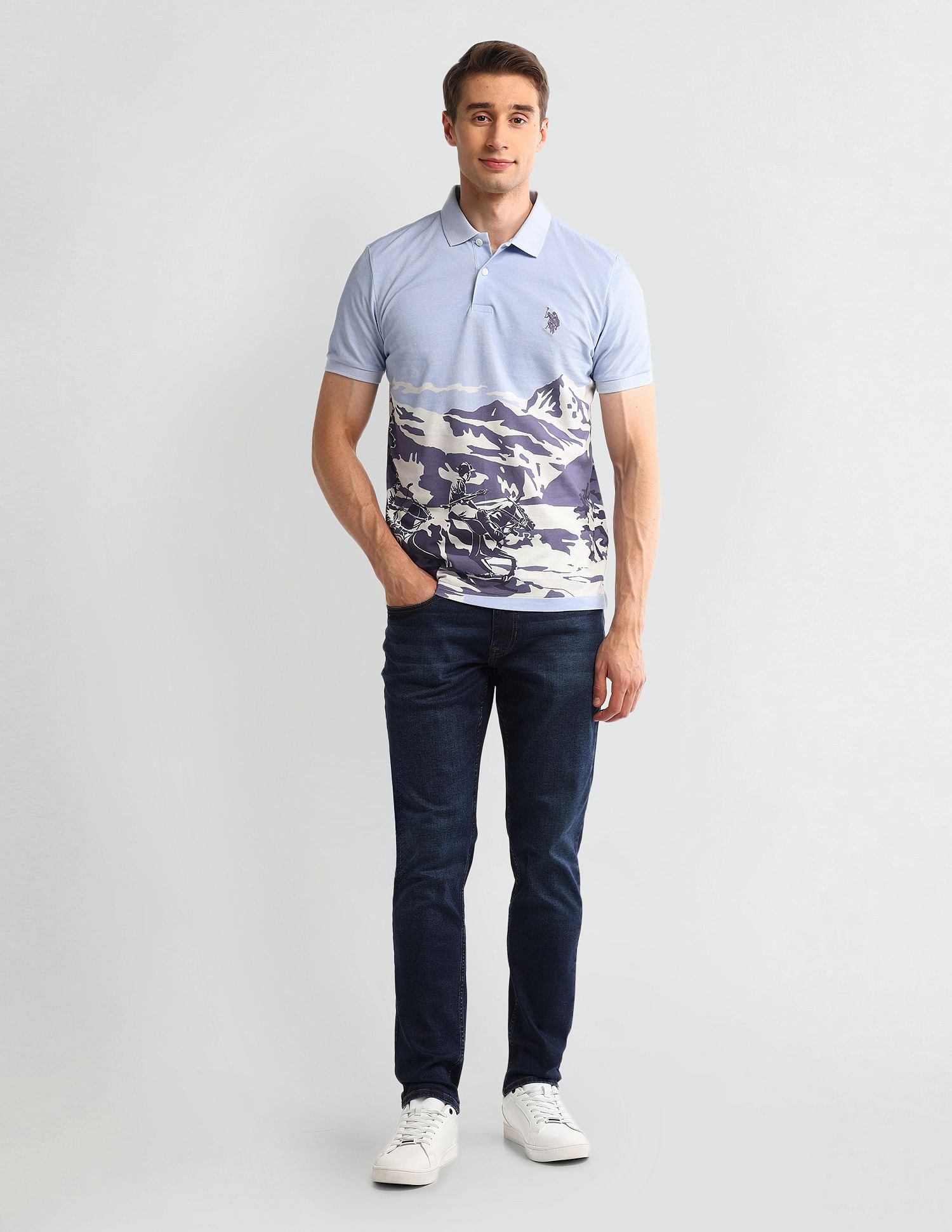 U.S. Polo Assn. Denim Co. Muscle Fit Graphic Cotton Polo Shirt