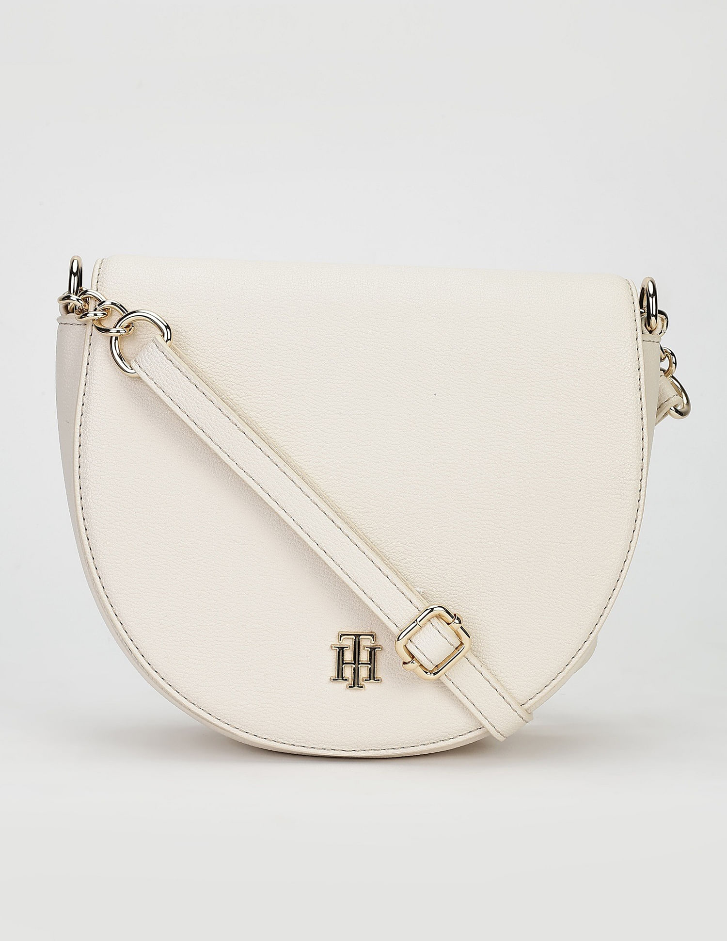 Tommy Hilfiger Solid Beige PU Sling Bags