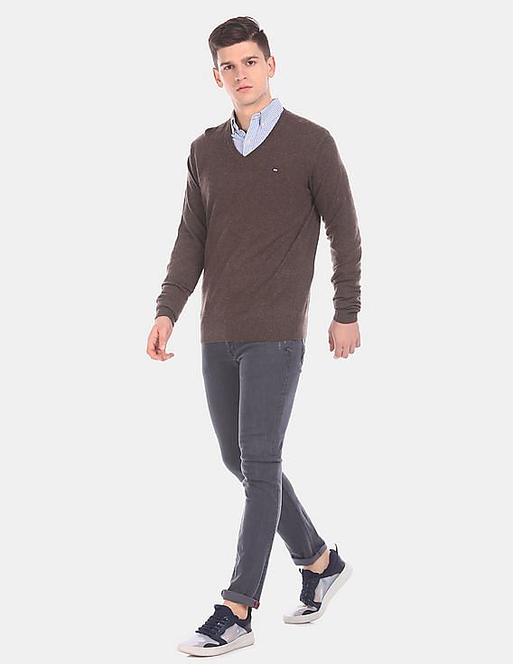 Buy Arrow Sports V-Neck Long Sleeve Heathered Sweater - NNNOW.com