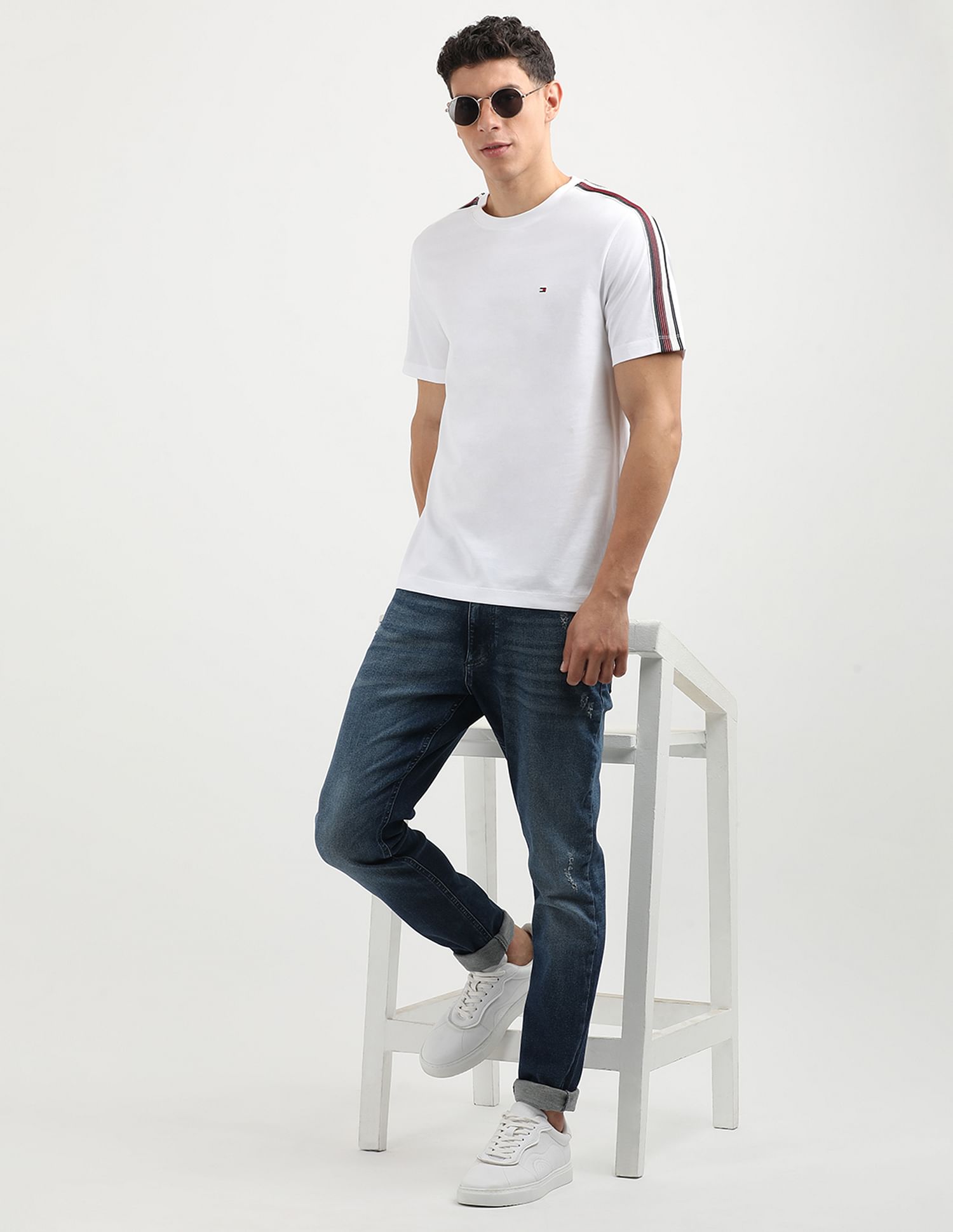 Tommy Hilfiger Shadow Stripe Detail Sleeve T-Shirt
