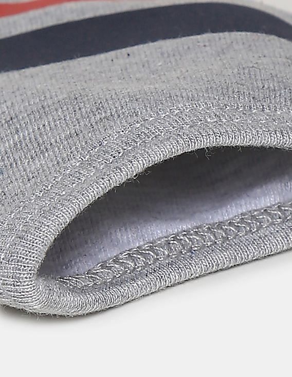 U.S. Polo Assn. Unisex Adults Grey Triple Layer Washable Anti Bacterial Striped Face Masks - Pack Of 3