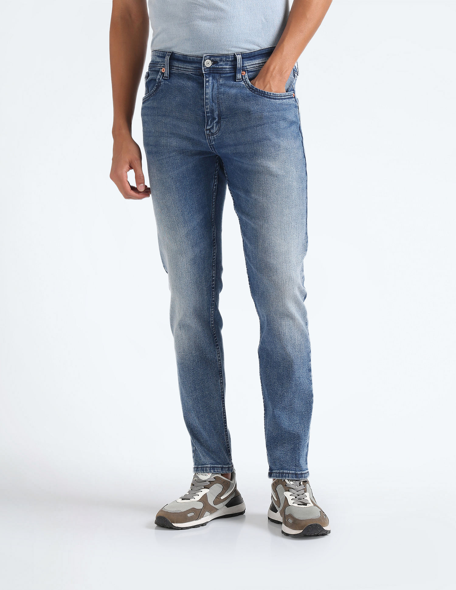 Flying Machine Slash Slim Tapered Fit Jeans