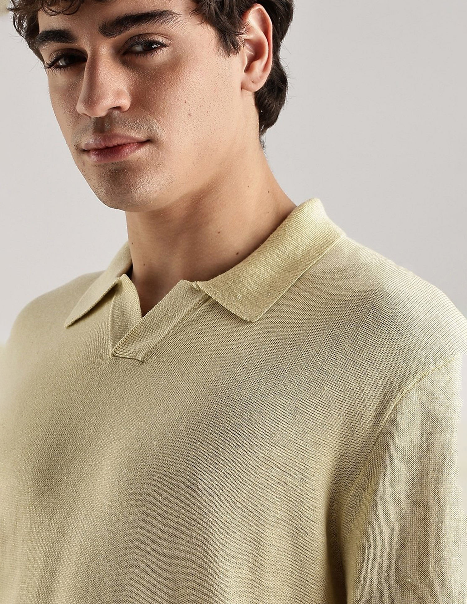 Calvin Klein Jeans Solid Regular Fit Linen Polo Shirt