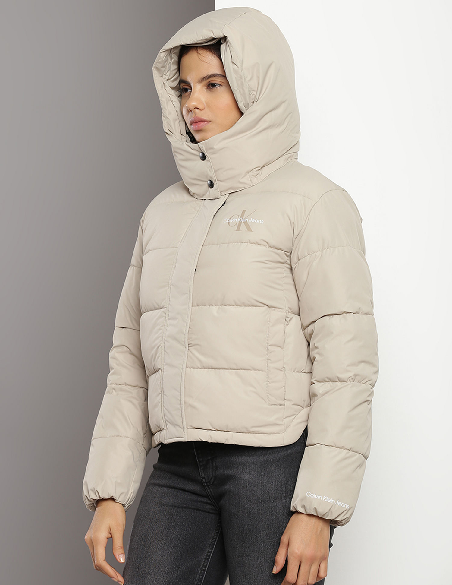 Calvin klein puffer jacket with hood hotsell