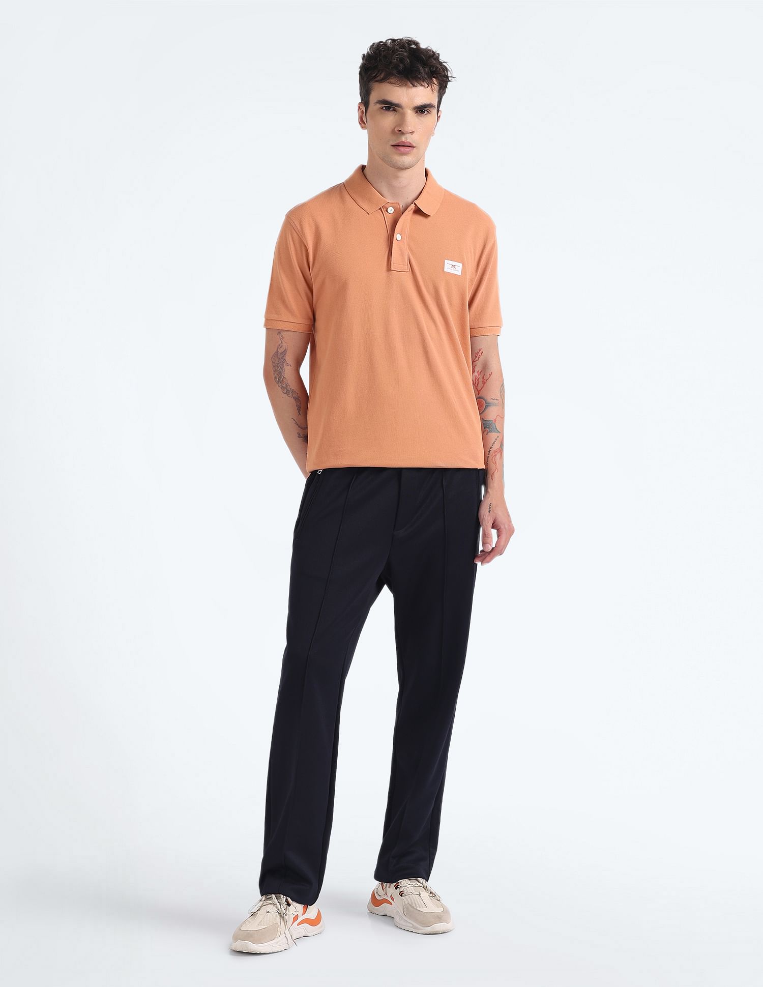Flying Machine Tonal Logo Cotton Polo Shirt