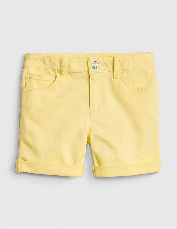 GAP Girls Yellow Superdenim Midi Shorts With Fantastiflex