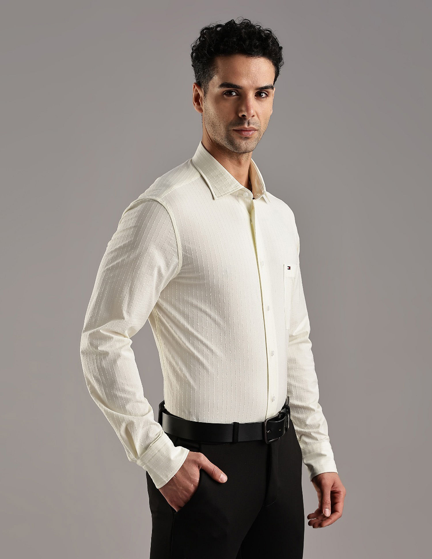 Tommy Hilfiger Striped Regular Fit Plain Woven Shirt