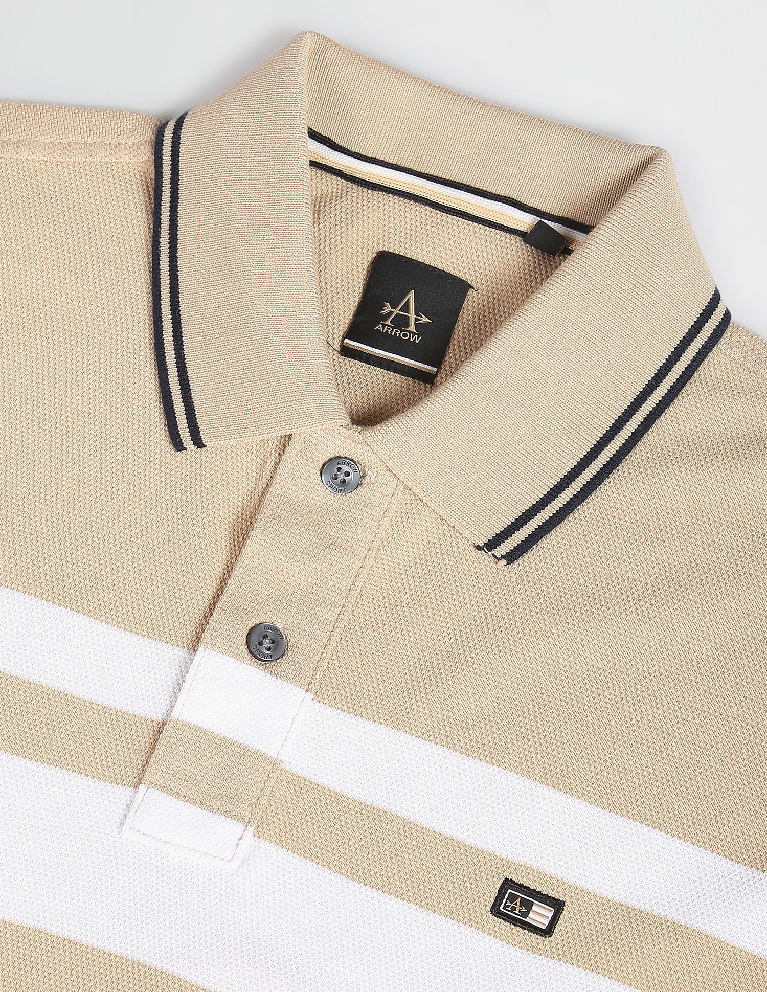 Arrow Sports Horizontal Stripe Cotton Polo Shirt