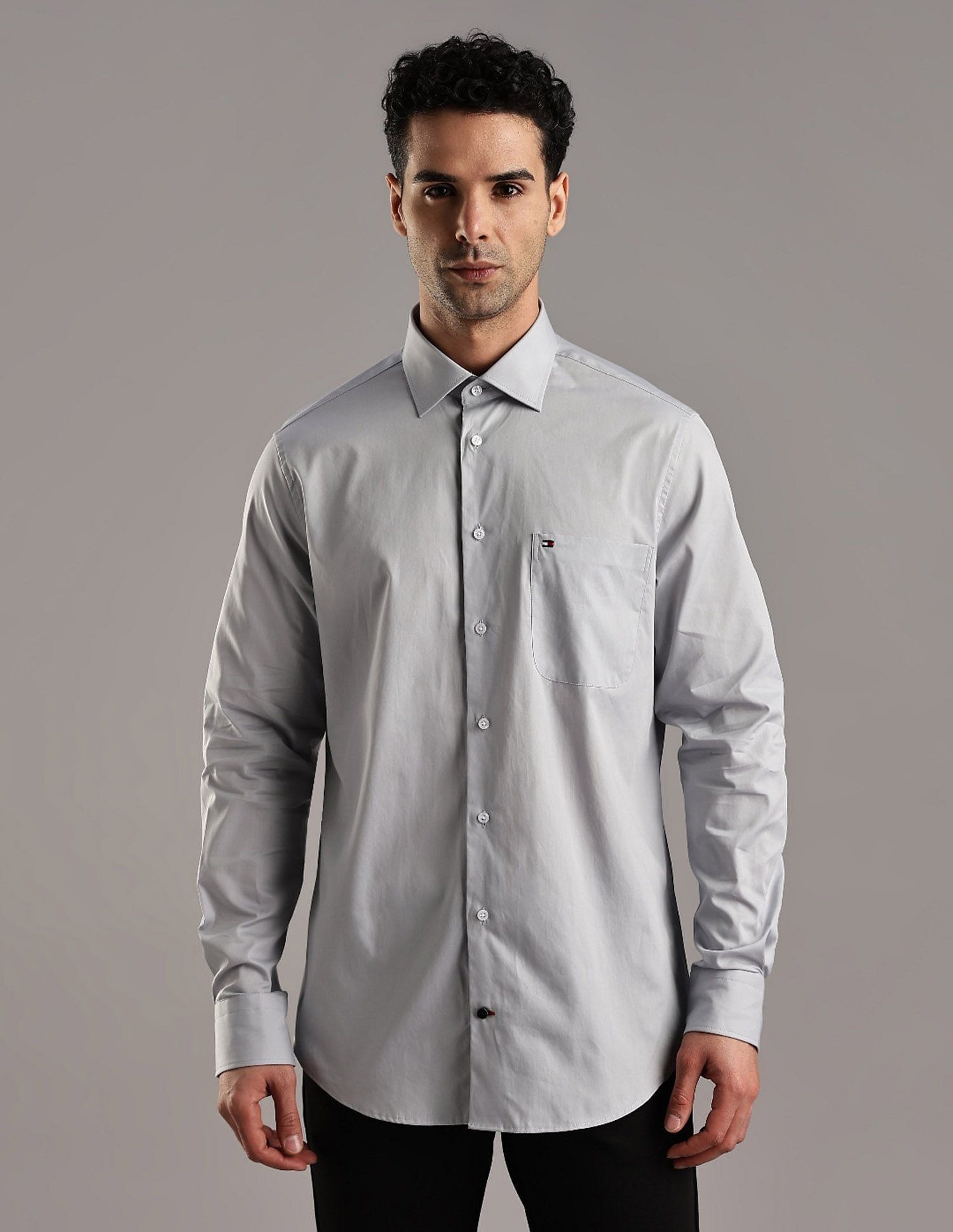 Tommy Hilfiger Solid Regular Fit Plain Woven Shirt