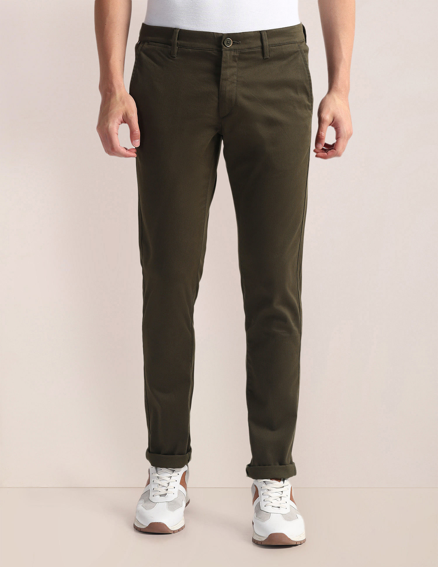 U.S. Polo Assn. Geometric Print Slim Twill Trousers