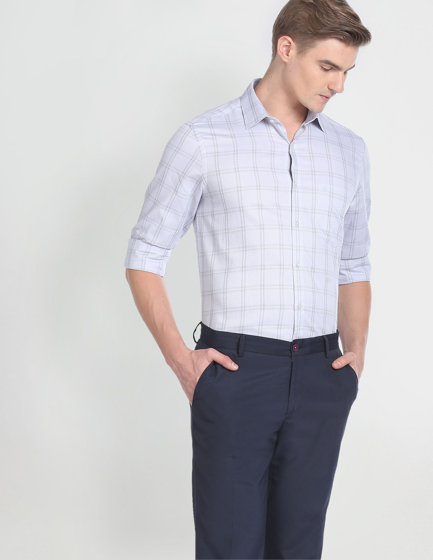 Arrow Cutaway Collar Tartan Check Shirt