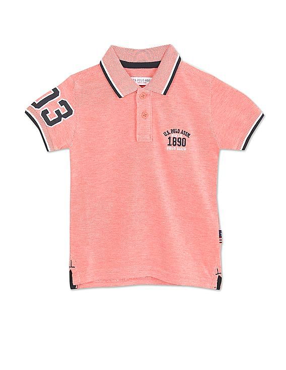 U.S. Polo Assn. Kids Boys Tipped Collar Patterned Knit Polo Shirt