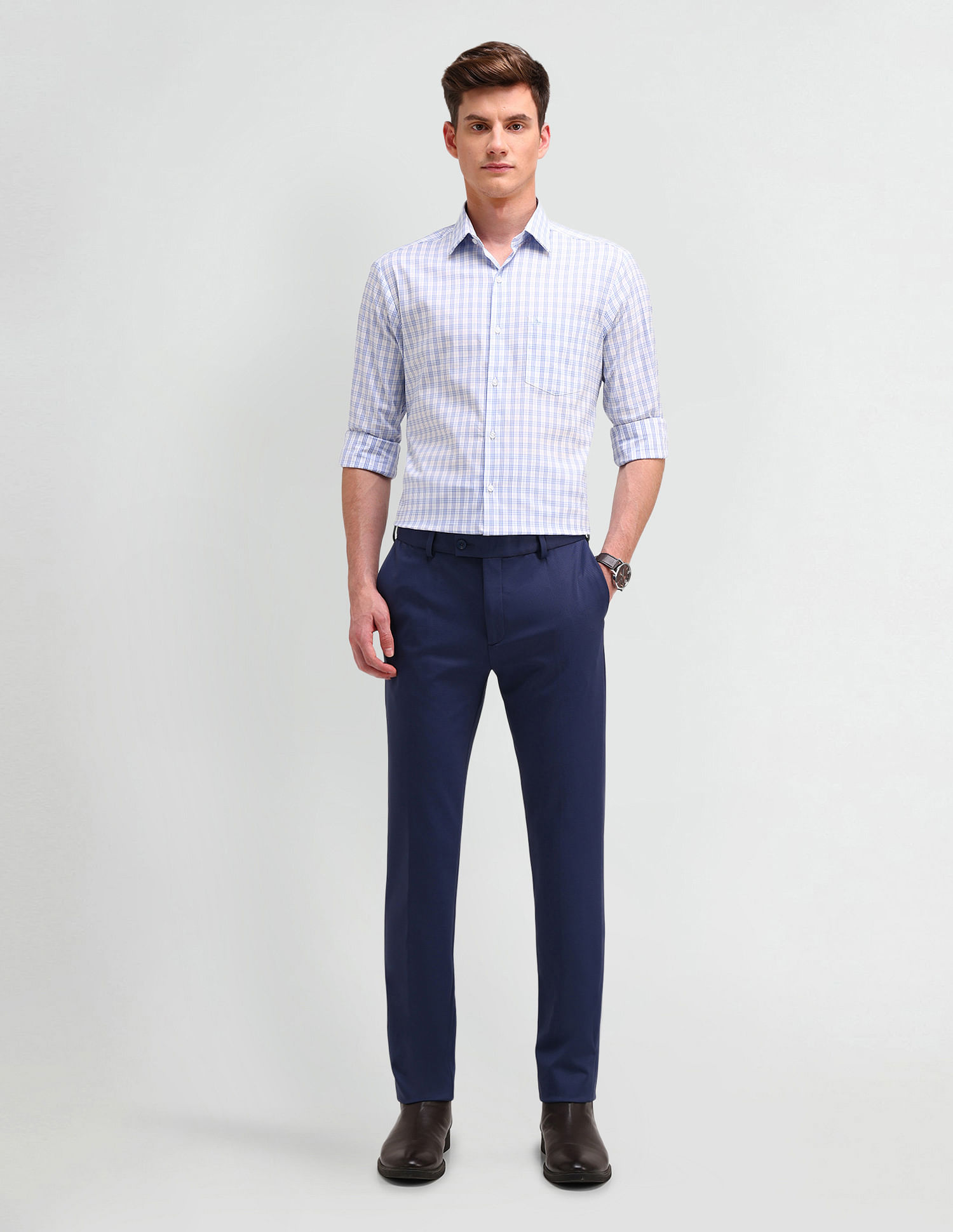 Arrow Slim Fit Dobby All-Over Pattern Shirt