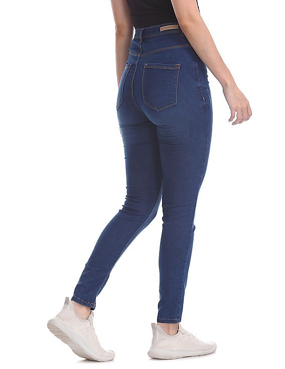 Flying Machine Women Betty Slim Fit Whiskered Jeggings