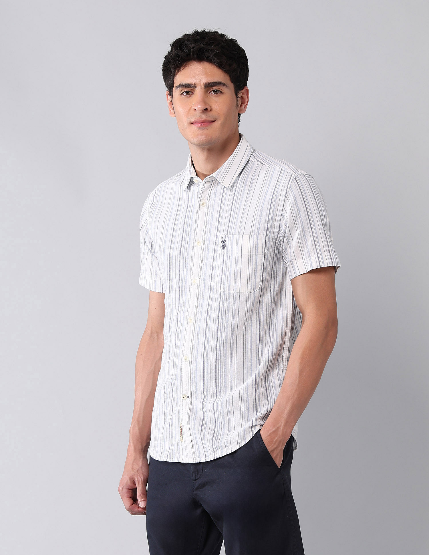 U.S. Polo Assn. Denim Co. Vertical Striped Pure Cotton Shirt