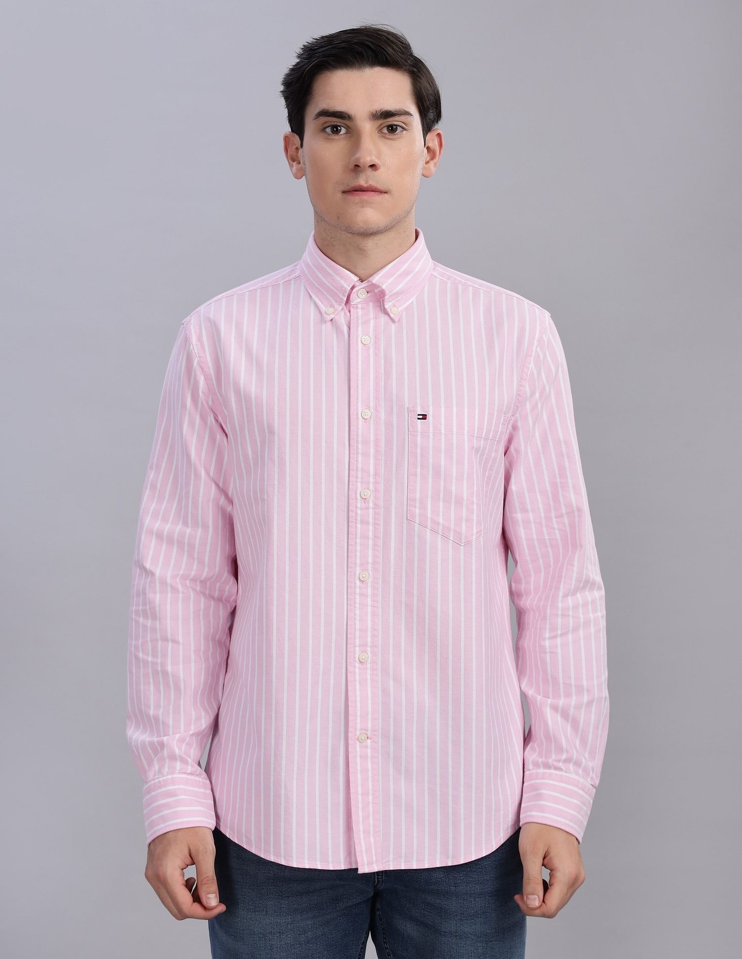 Tommy Hilfiger Vertical Stripes Regular-Fit Oxford Woven Shirt