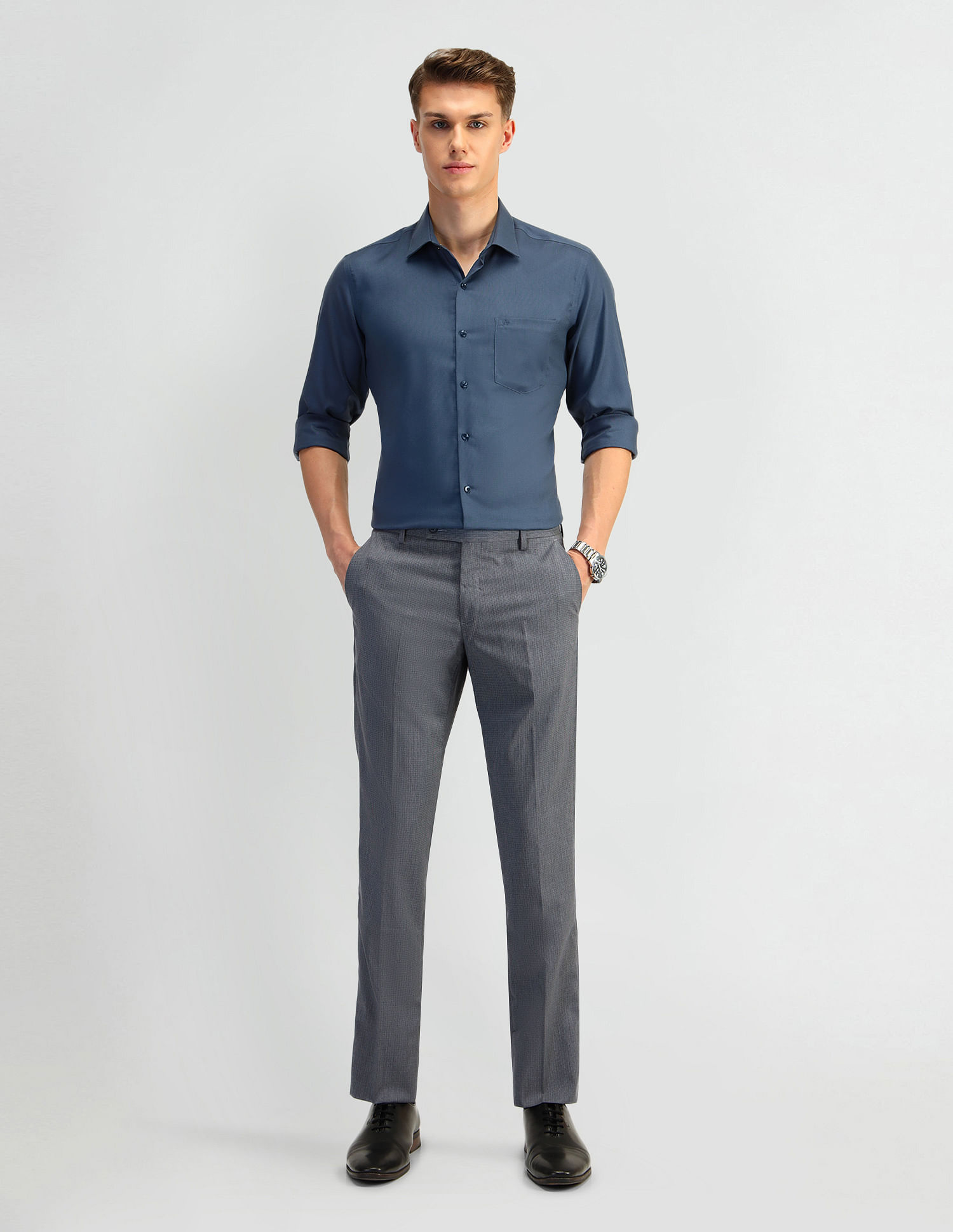 Arrow Mid Rise Checked Trousers
