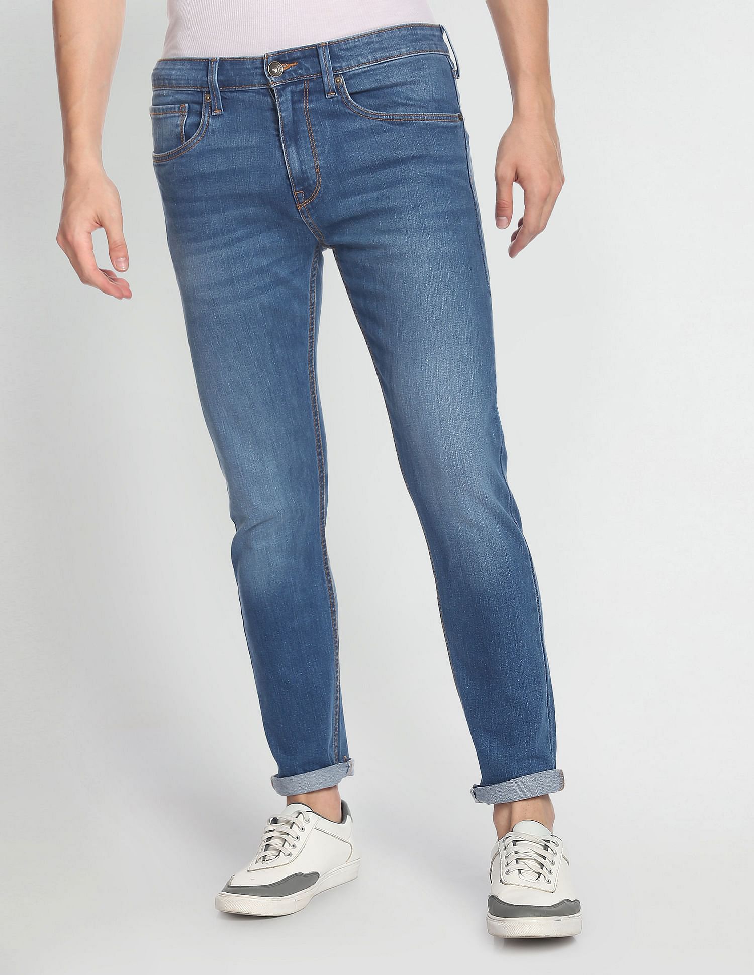 Flying Machine Slash Slim Tapered Fit Jeans