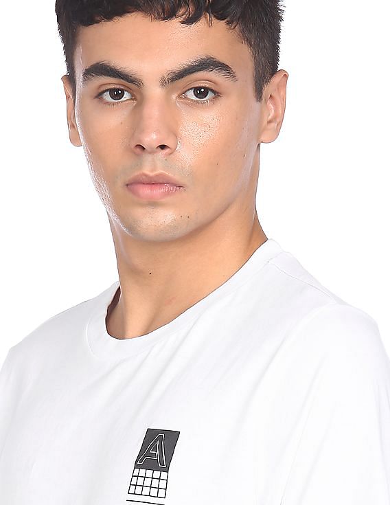 Aeropostale Men White Crew Neck Brand Print T-Shirt