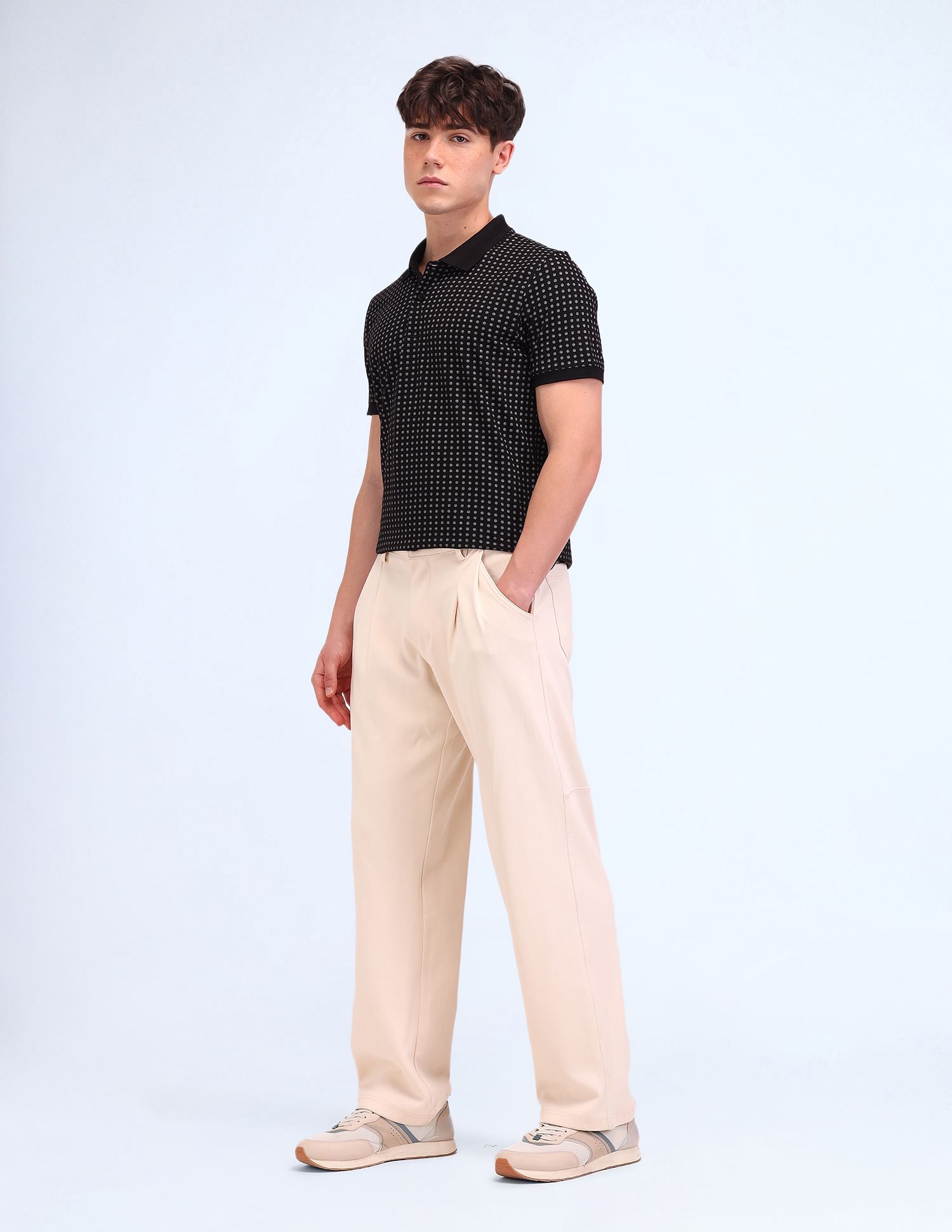 Flying Machine Geometric Regular Fit Polo Shirt