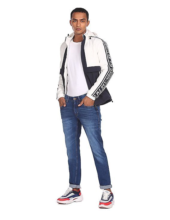 Flying Machine Long Brand Tape Sleeve Hood Jacket