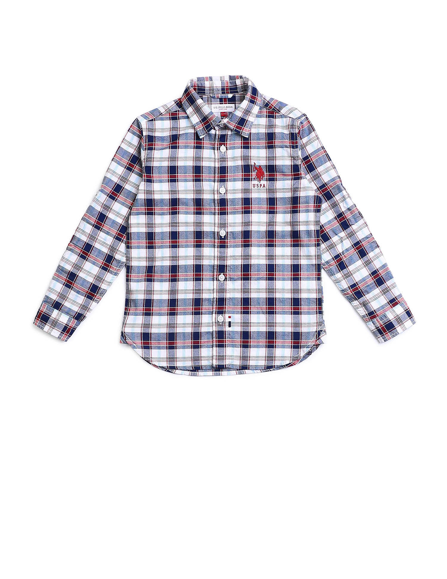 U.S. Polo Assn. Kids Boys Gingham Checked Regular Fit Shirt