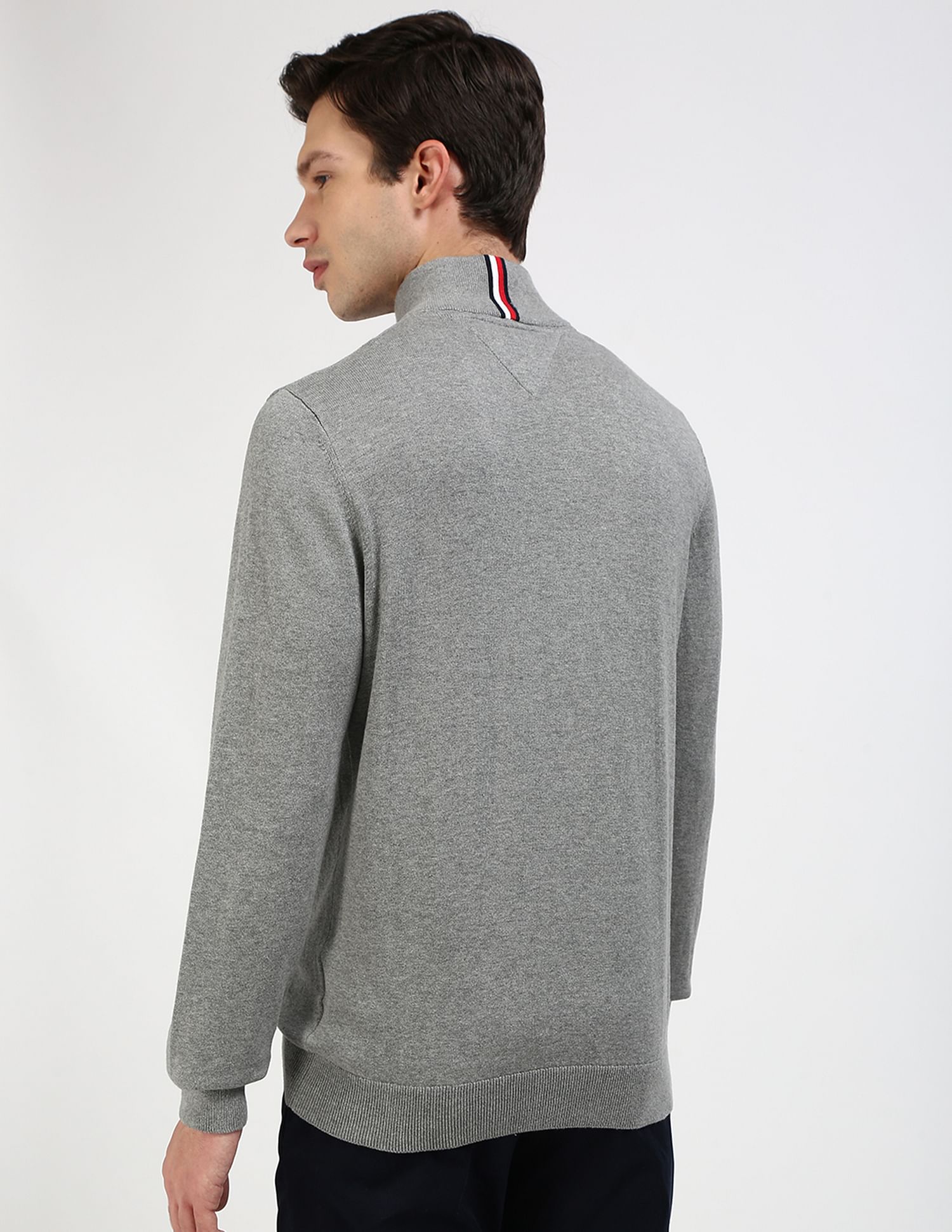 Tommy Hilfiger Cotton Zip Mock Neck Sweater
