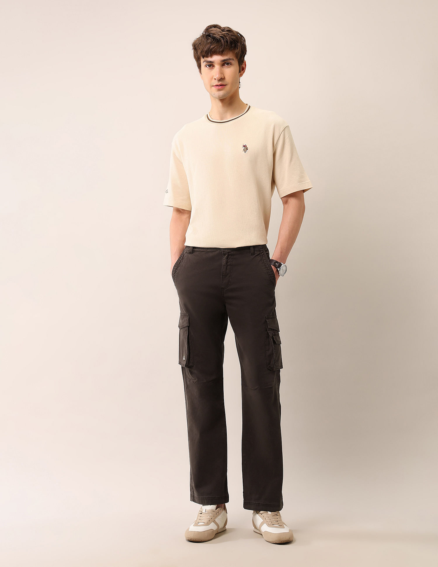 U.S. Polo Assn. Denim Co. Solid Straight Fit Twill Cargos
