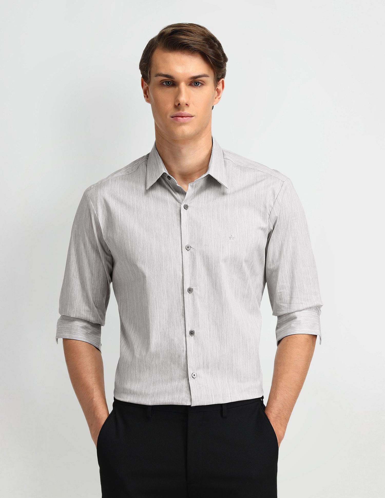 Arrow Newyork Manhattan Slim Fit Vertical Striped Shirt