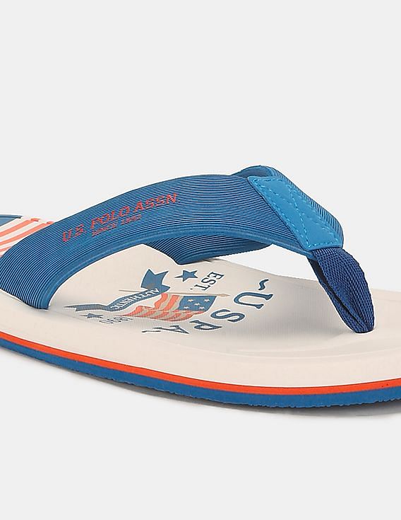 U.S. Polo Assn. Men V-Strap Striped Leon Flip Flops